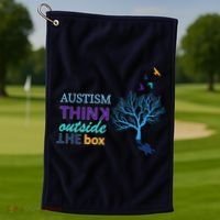 Autism Think Outside The Box Golf Towel thumb 1