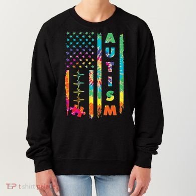 Autism Tie Dye US Flag Colorful Women's Sweatshirt