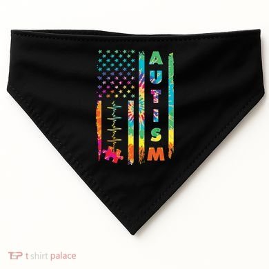 Autism Tie Dye US Flag Colorful USA-Made Doggie Bandana
