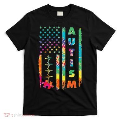 Autism Tie Dye US Flag Colorful T-Shirt