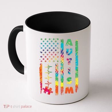 Autism Tie Dye US Flag Colorful Coffee Mug