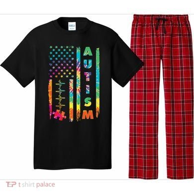 Autism Tie Dye US Flag Colorful Pajama Set