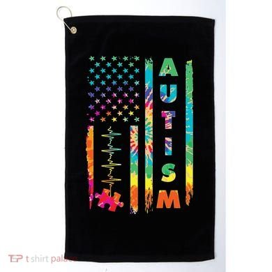Autism Tie Dye US Flag Colorful Golf Towel