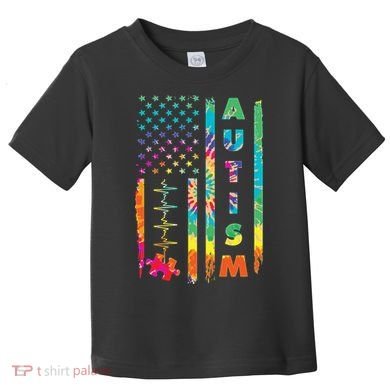 Autism Tie Dye US Flag Colorful Toddler T-Shirt