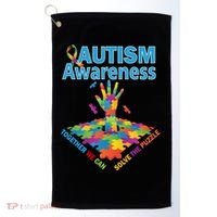  Autism Together We Can Solve The Puzzle Golf Towel thumb 0