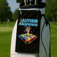  Autism Together We Can Solve The Puzzle Golf Towel thumb 2