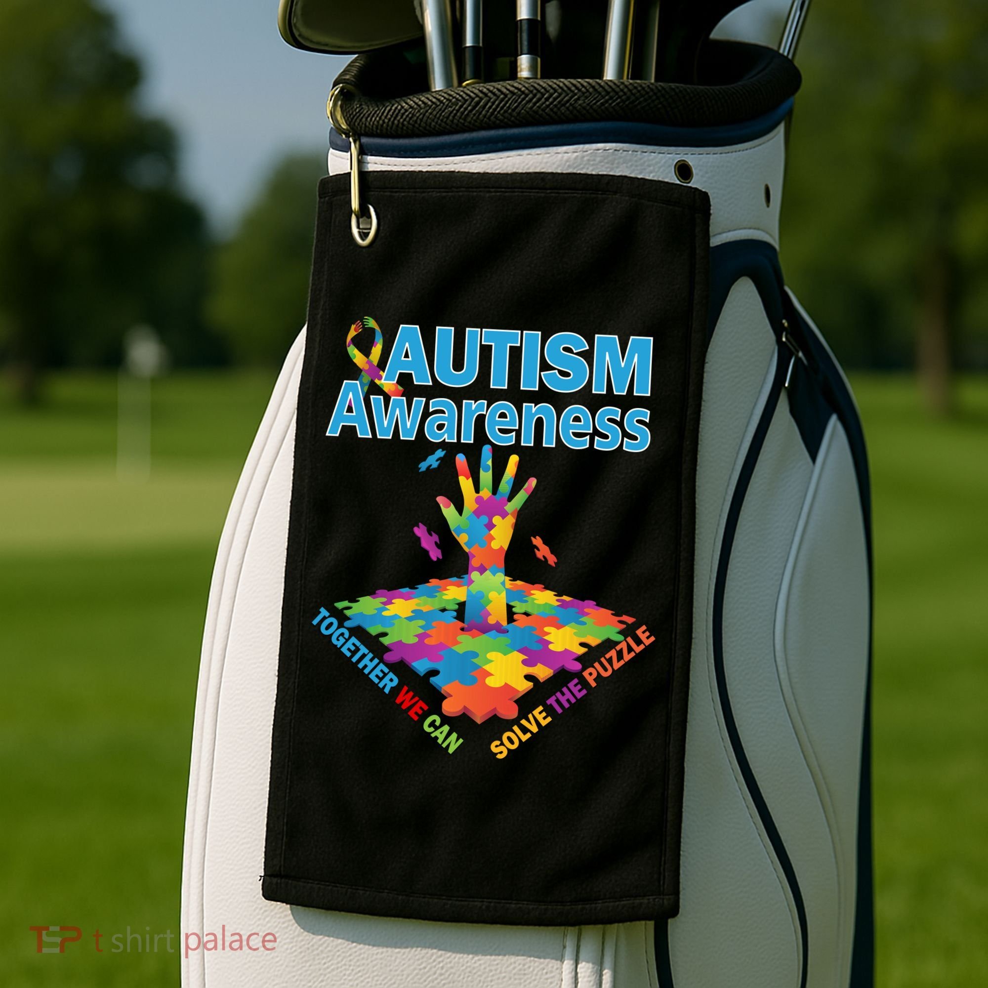  Autism Together We Can Solve The Puzzle Golf Towel