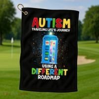 Autism Using a Different Road Map Golf Towel thumb 1