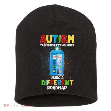 Autism Using a Different Road Map Short Acrylic Beanie