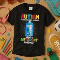 Autism Using a Different Road Map Kids T-Shirt thumb 3
