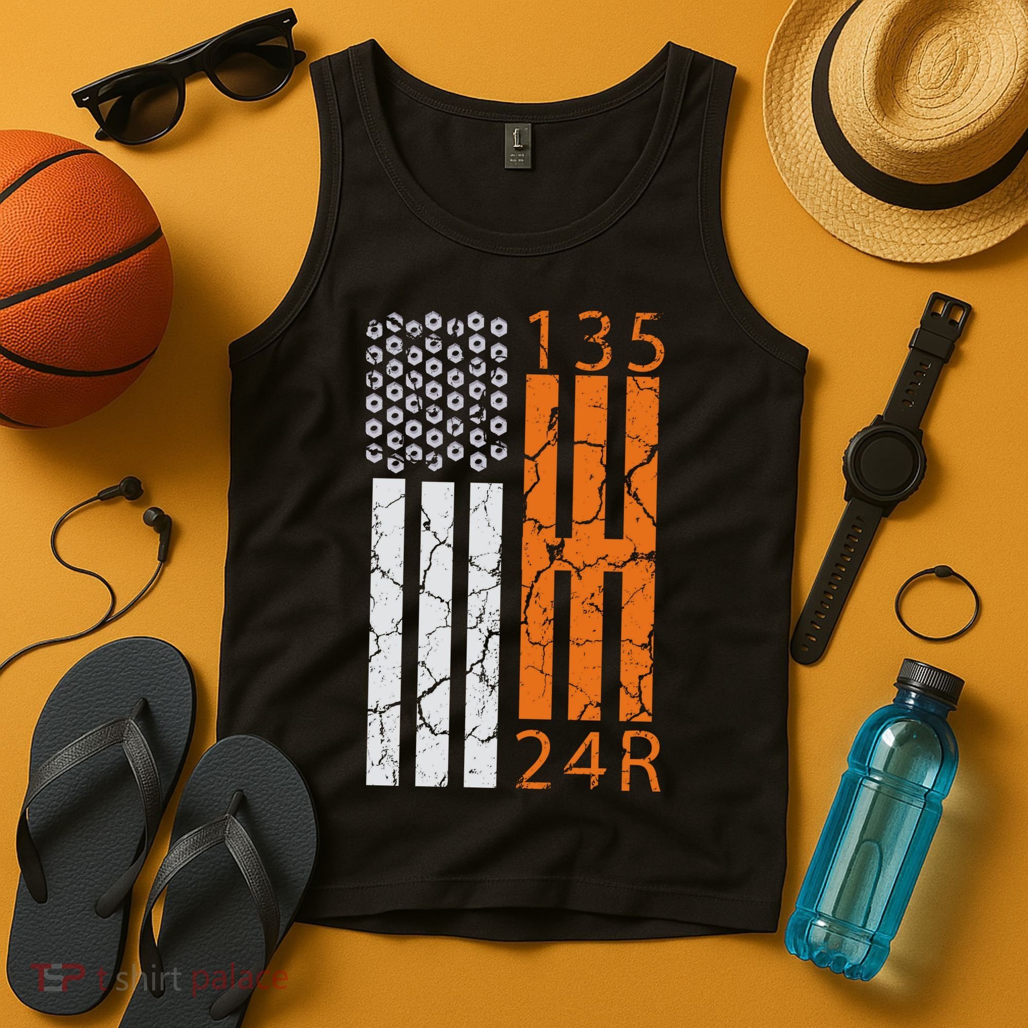 Auto Racing Mechanic Manual USA Flag Tank Top