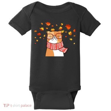 Autumn Cat Fall Season Baby Bodysuit