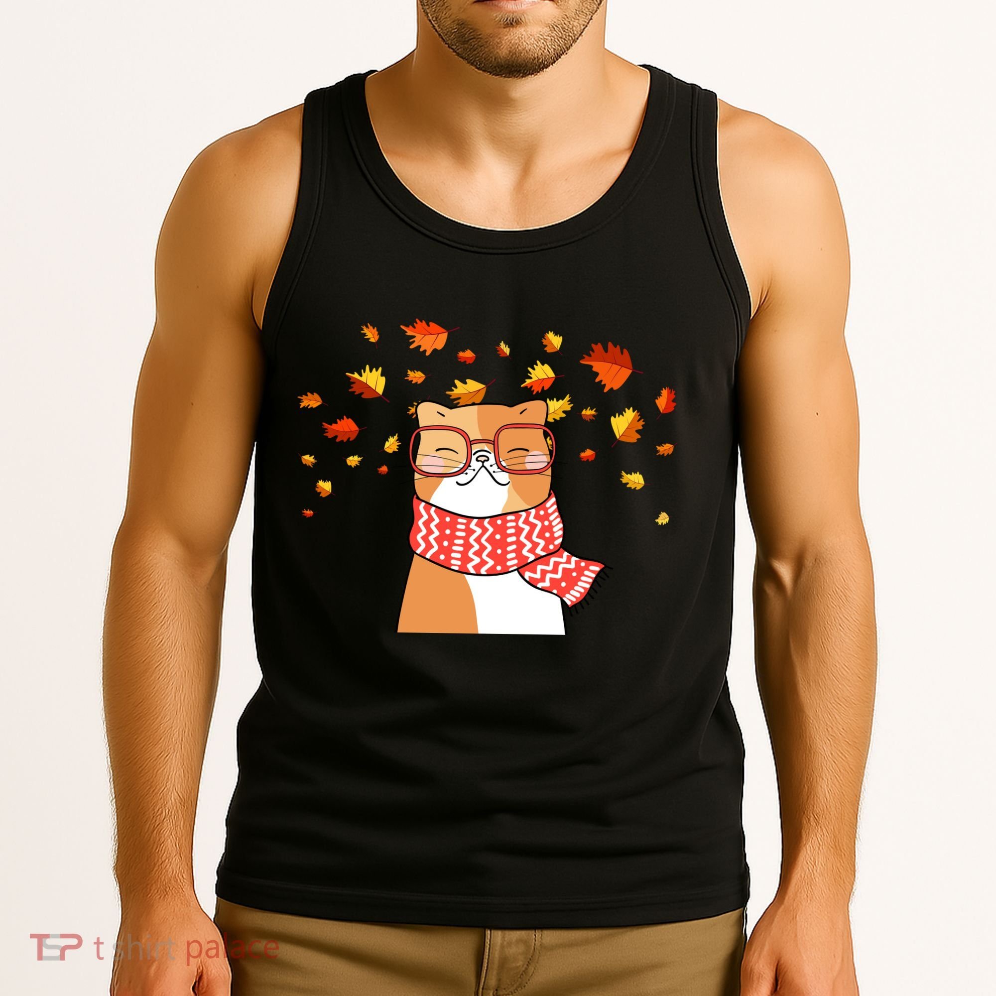 Autumn Cat Fall Season Tank Top