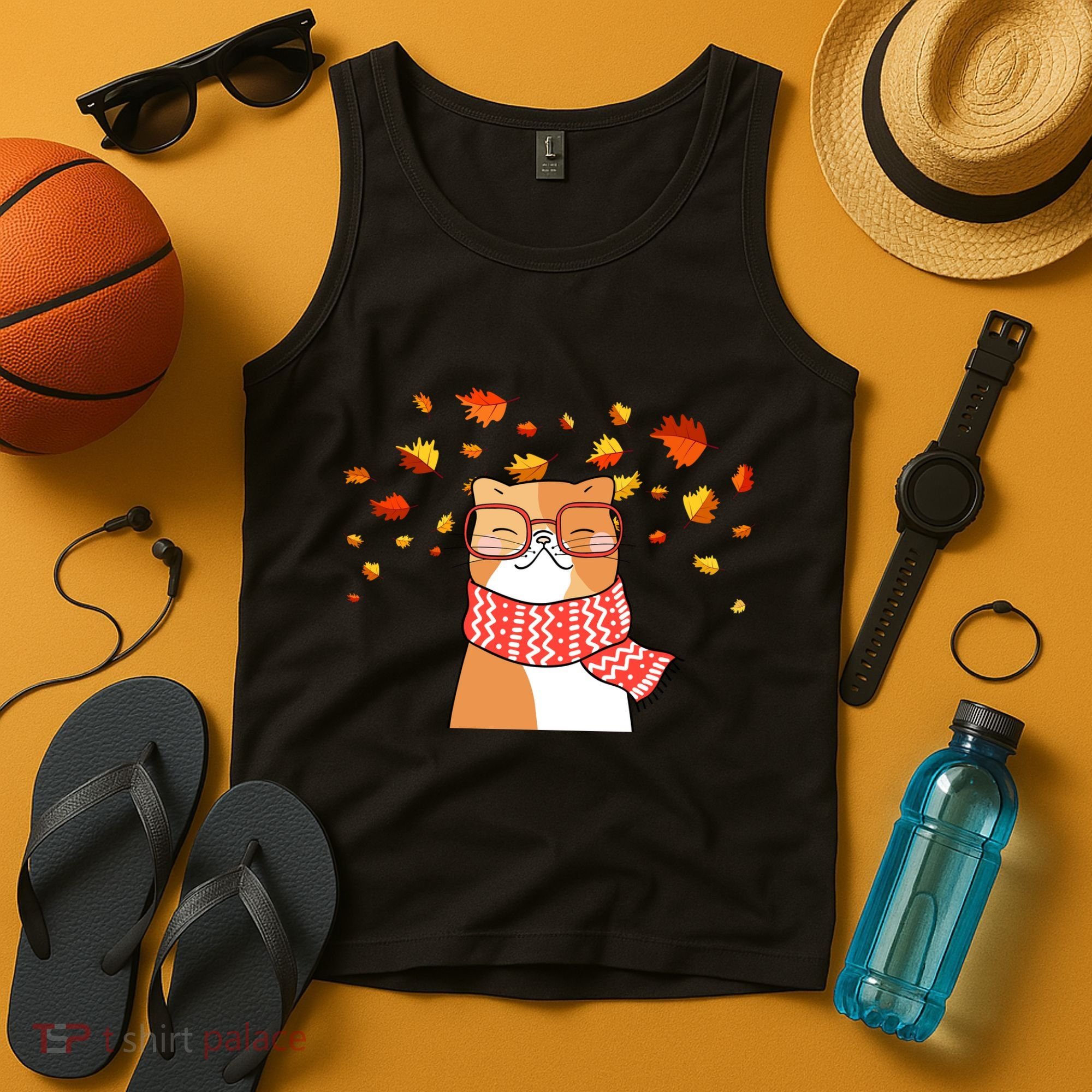 Autumn Cat Fall Season Tank Top