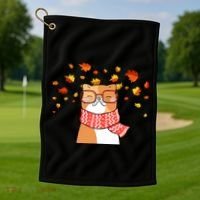 Autumn Cat Fall Season Golf Towel thumb 1