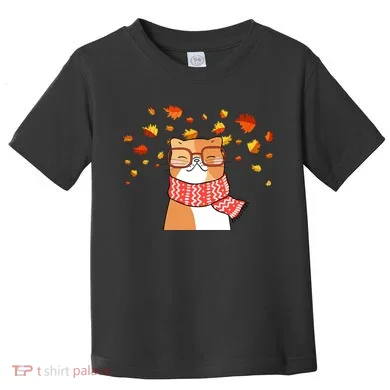 Autumn Cat Fall Season Toddler T-Shirt