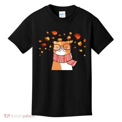 Autumn Cat Fall Season Kids T-Shirt