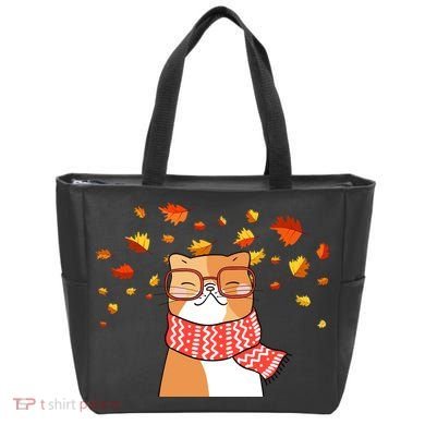 Autumn Cat Fall Season Tote Bag