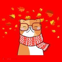Autumn Cat Fall Season Santa Hat thumb 1