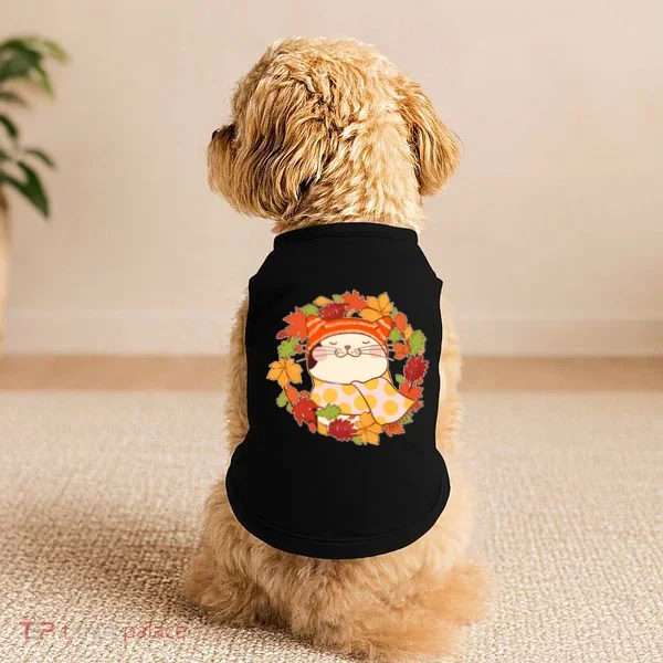 Autumn Cat Wreath Doggie Tank