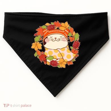 Autumn Cat Wreath USA-Made Doggie Bandana