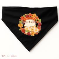 Autumn Cat Wreath USA-Made Doggie Bandana thumb 0