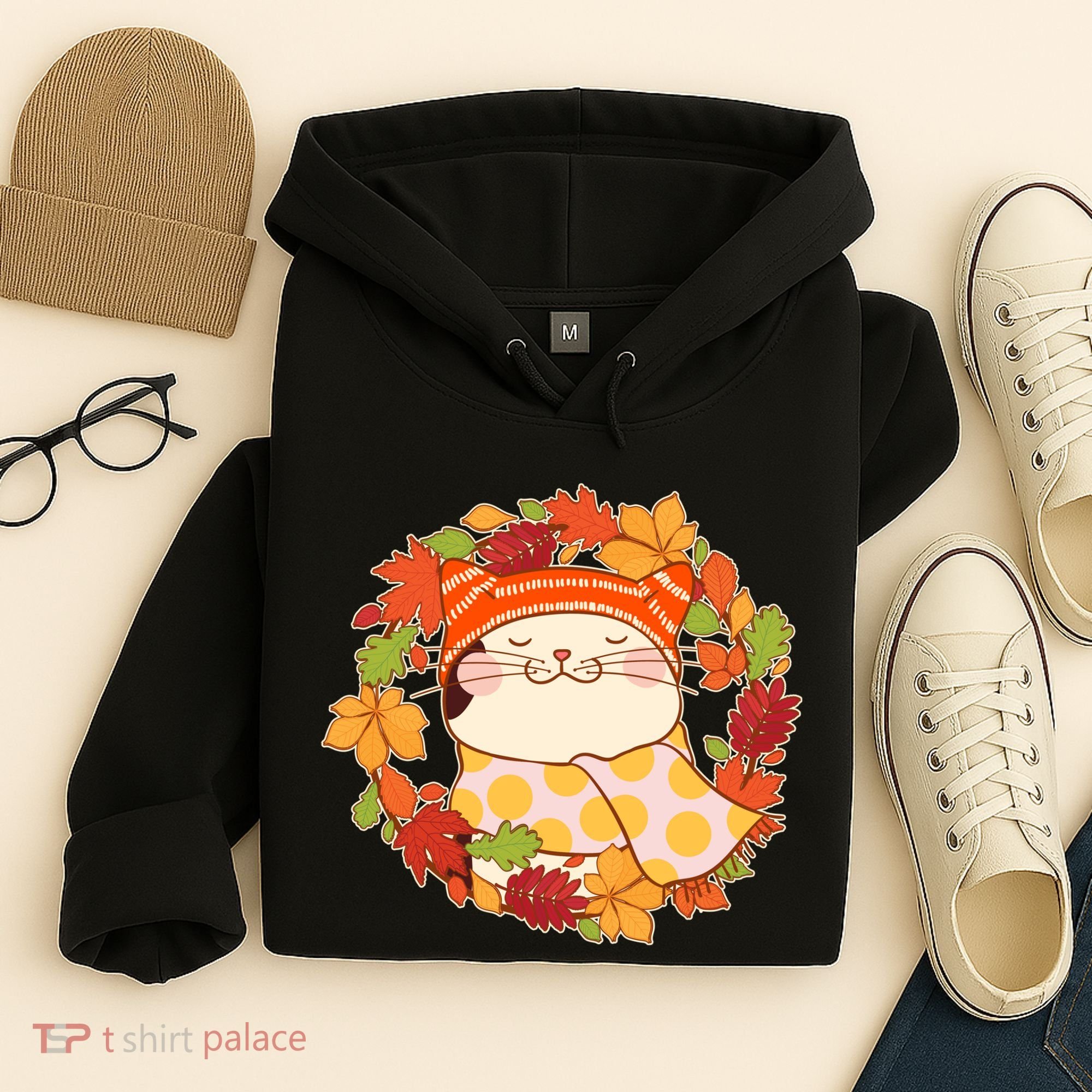 Autumn Cat Wreath Hoodie