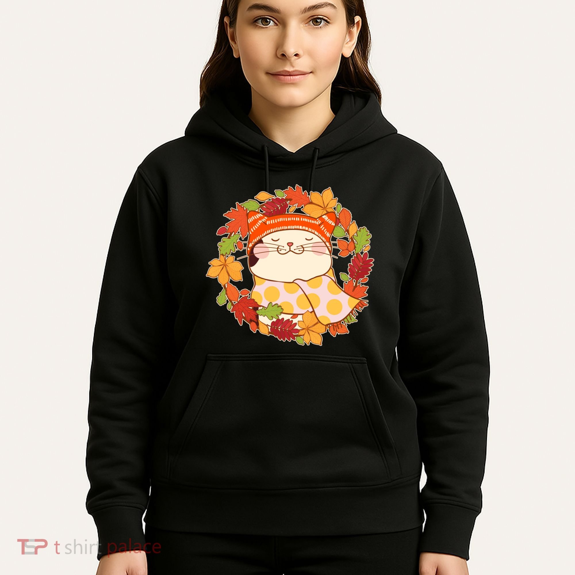 Autumn Cat Wreath Hoodie