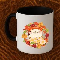 Autumn Cat Wreath Coffee Mug thumb 2