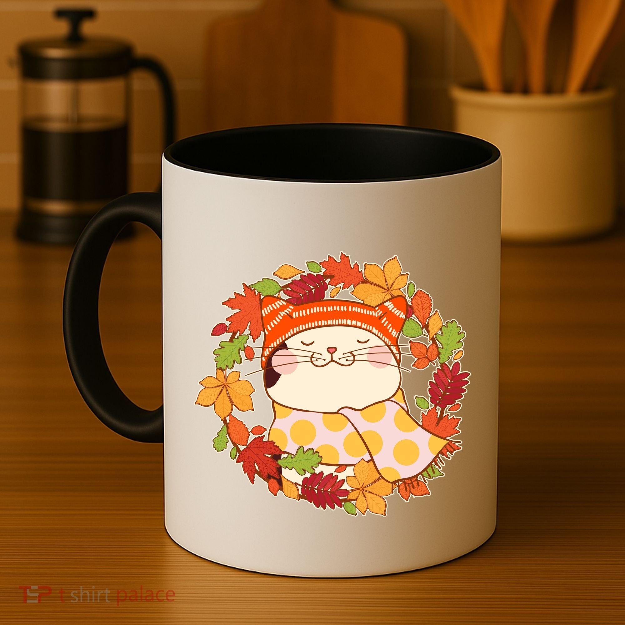 Autumn Cat Wreath Coffee Mug