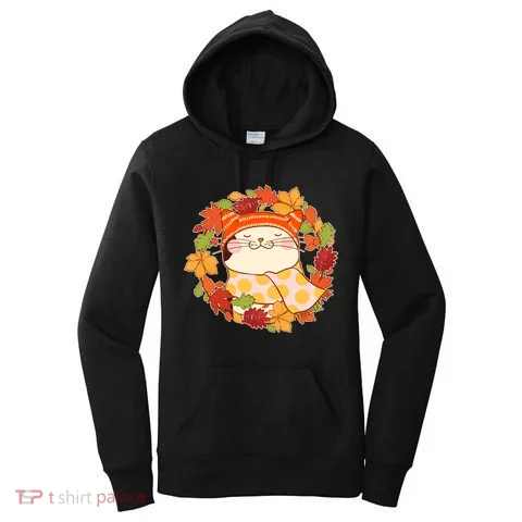 Autumn Cat Wreath Women's Hoodie in the selected color