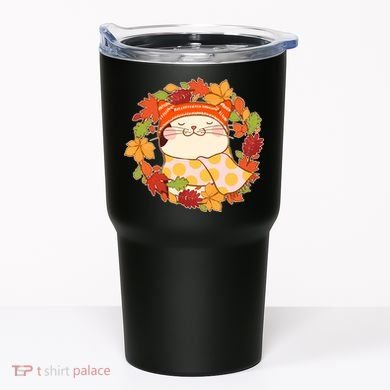 Autumn Cat Wreath Tumbler