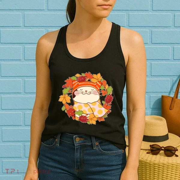Autumn Cat Wreath Women's Tank Top