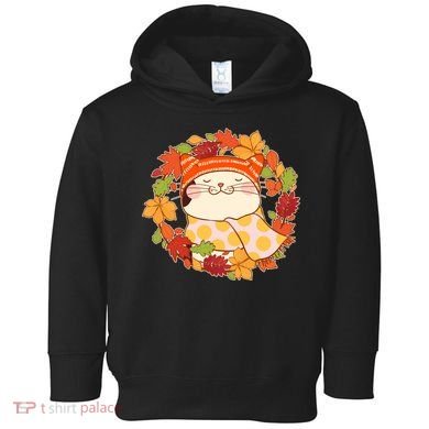Autumn Cat Wreath Toddler Hoodie