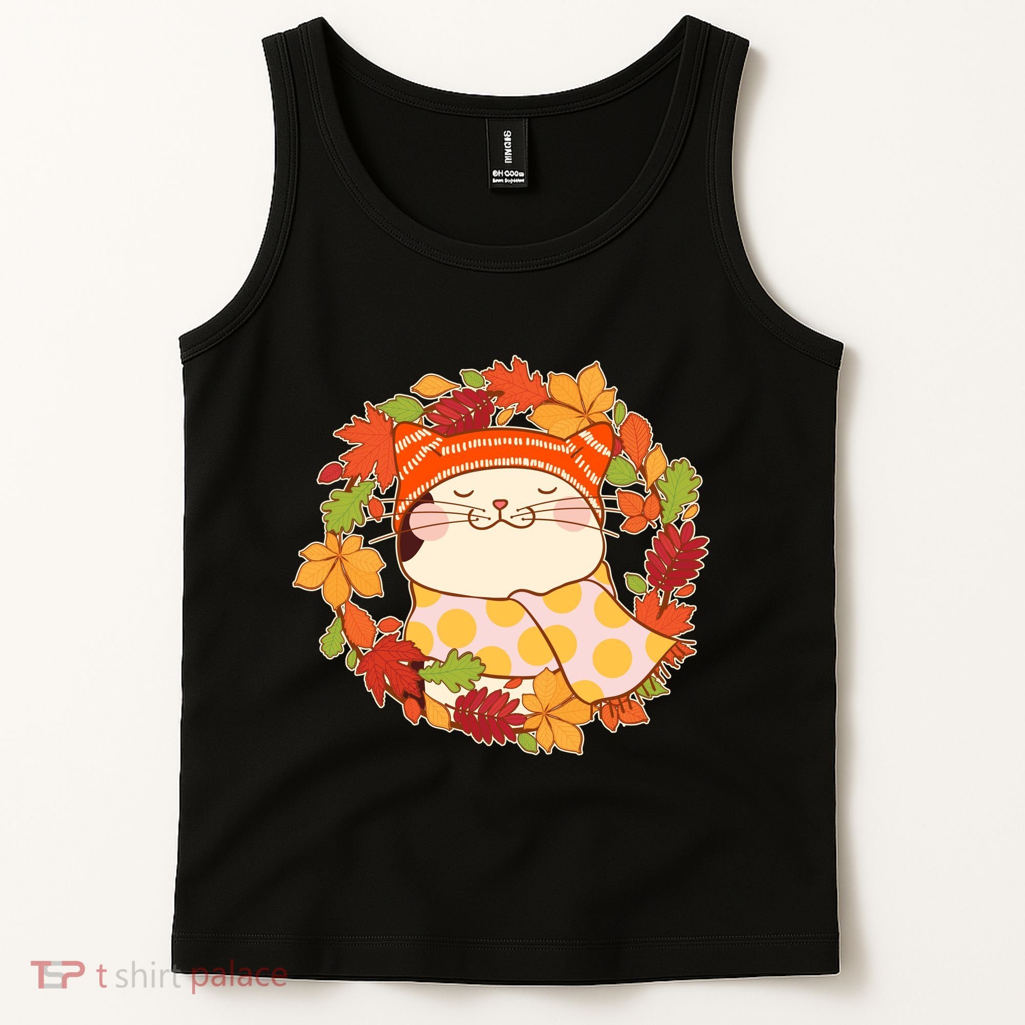 Autumn Cat Wreath Tank Top