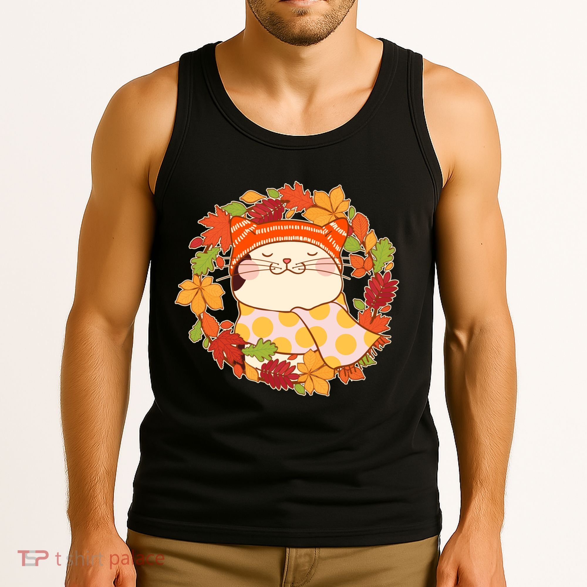 Autumn Cat Wreath Tank Top