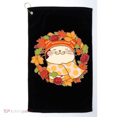 Autumn Cat Wreath Golf Towel