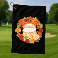 Autumn Cat Wreath Golf Towel thumb 1