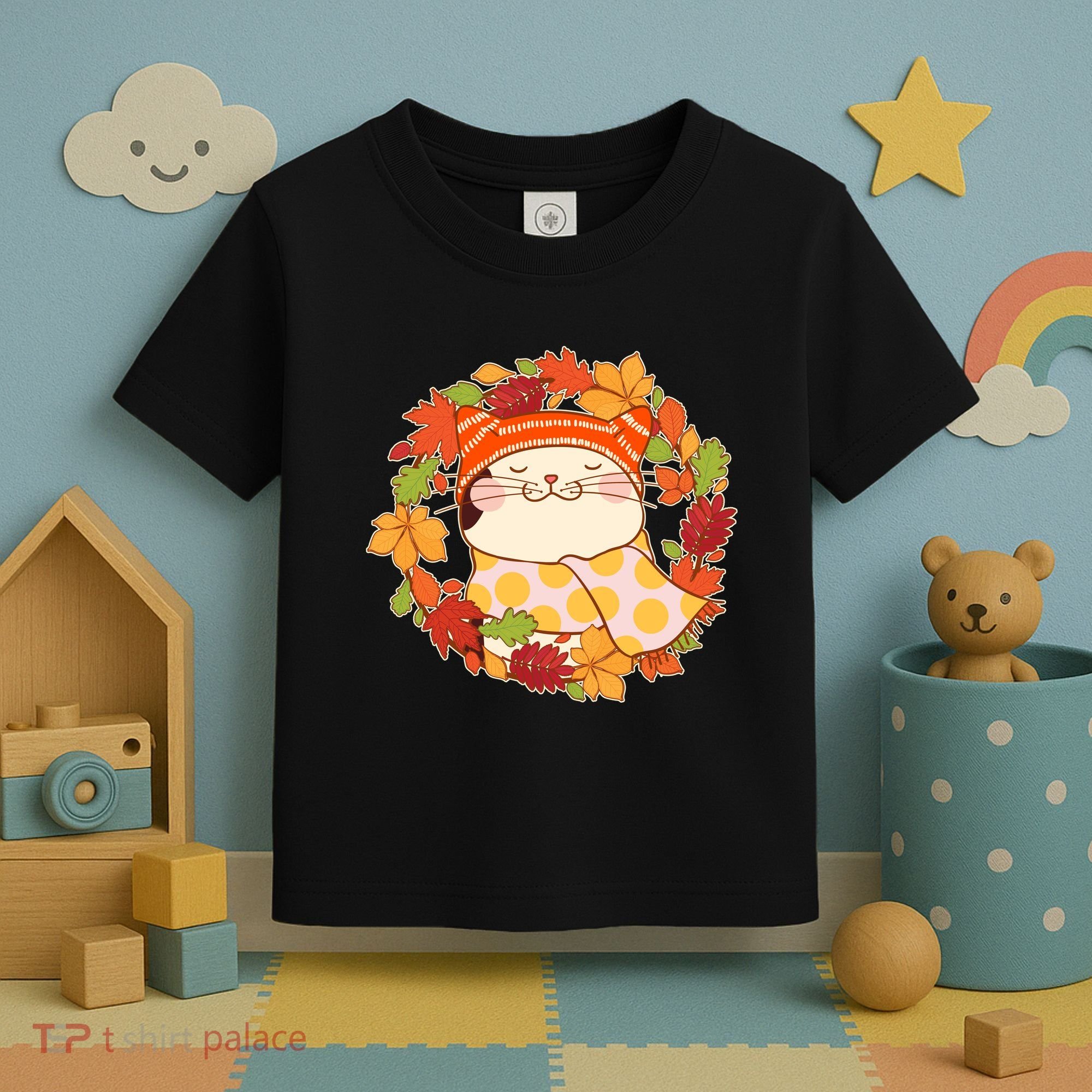 Autumn Cat Wreath Toddler T-Shirt