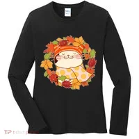 Autumn Cat Wreath Women's Long Sleeve Shirt thumb 0