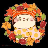 Autumn Cat Wreath Women's Long Sleeve Shirt thumb 2