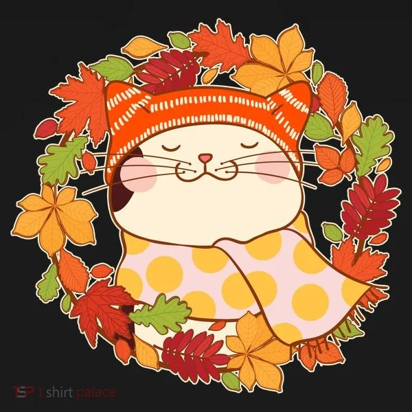 Autumn Cat Wreath Women's Long Sleeve Shirt