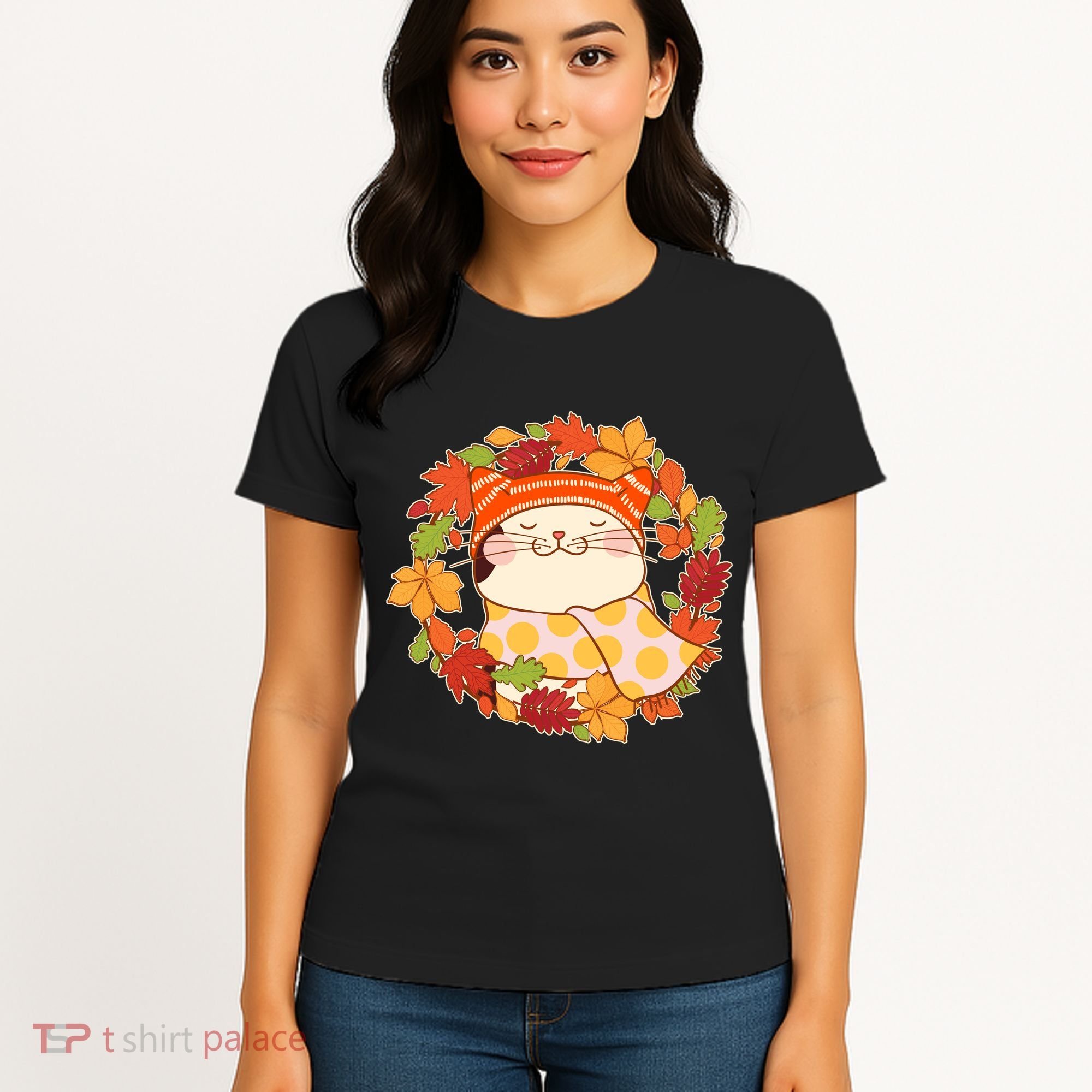 Autumn Cat Wreath Women's T-Shirt