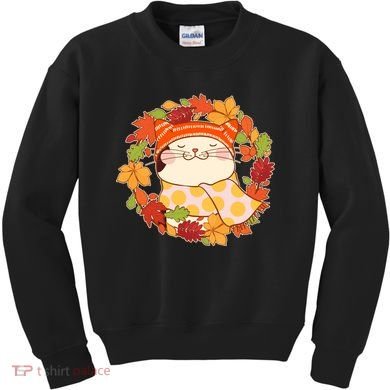 Autumn Cat Wreath Kids Sweatshirt