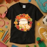 Autumn Cat Wreath Kids T-Shirt thumb 3