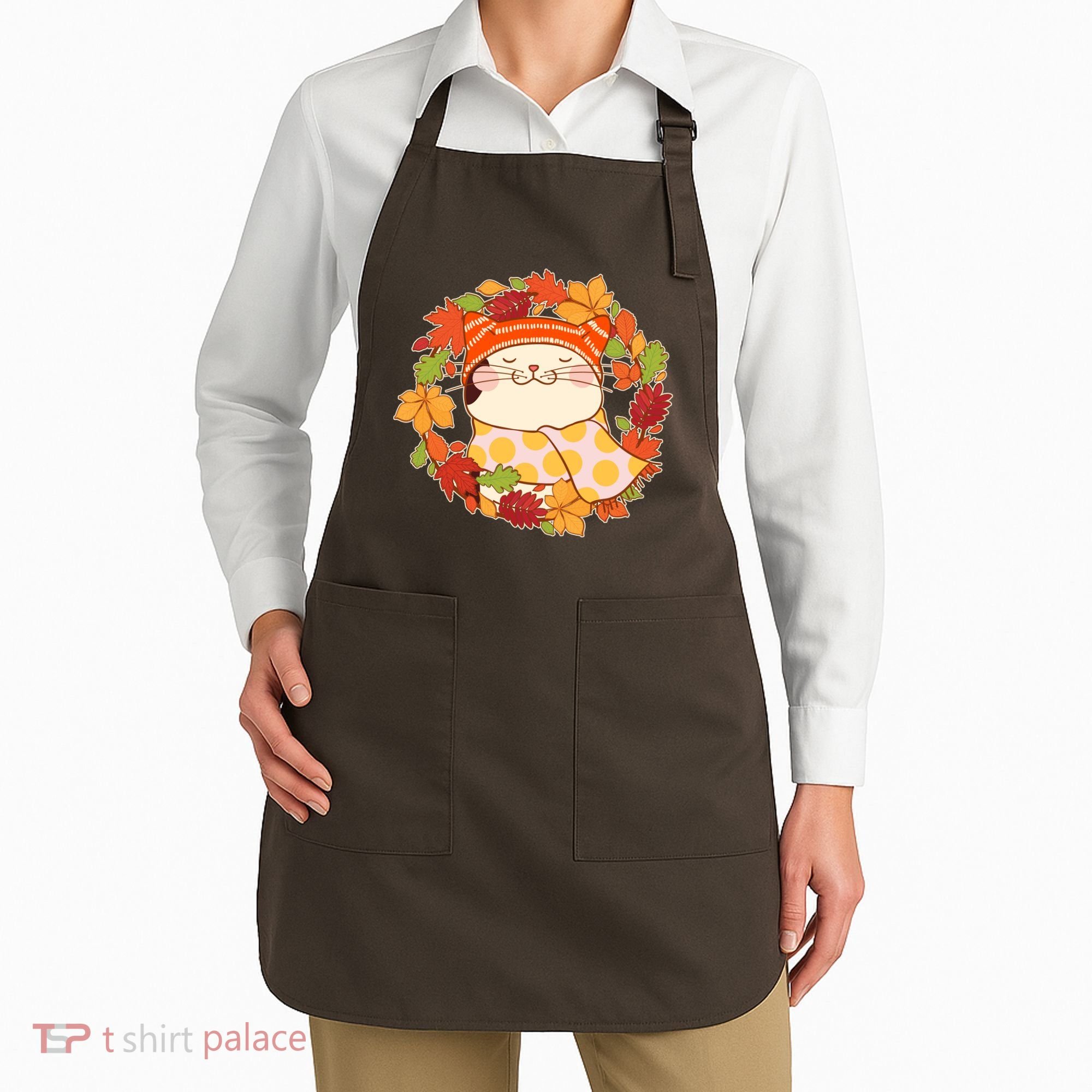 Autumn Cat Wreath Apron