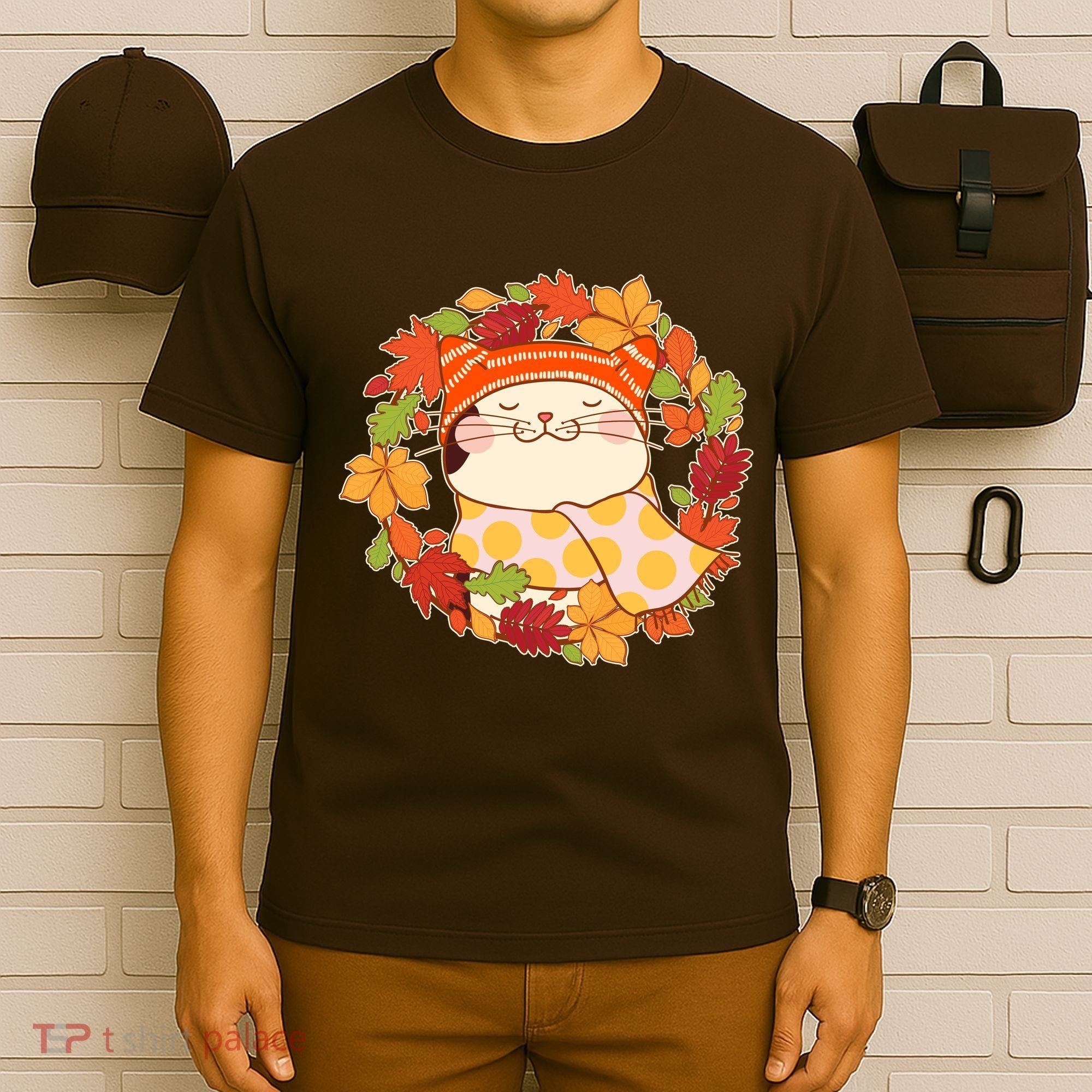 Autumn Cat Wreath T-Shirt