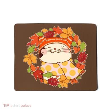 Autumn Cat Wreath Mousepad