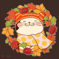 Autumn Cat Wreath Mousepad thumb 1