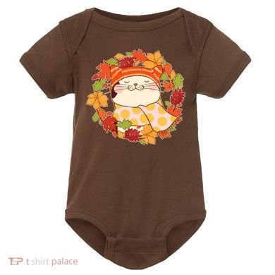 Autumn Cat Wreath Baby Bodysuit